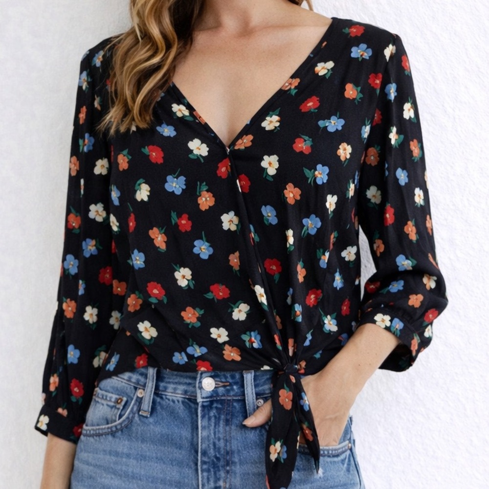 Madewell Pressed Flowers Wrap Top XS